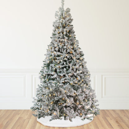12' Pre-Lit Slim Pine Heavily Flocked Artificial Christmas Tree, Clear Lights