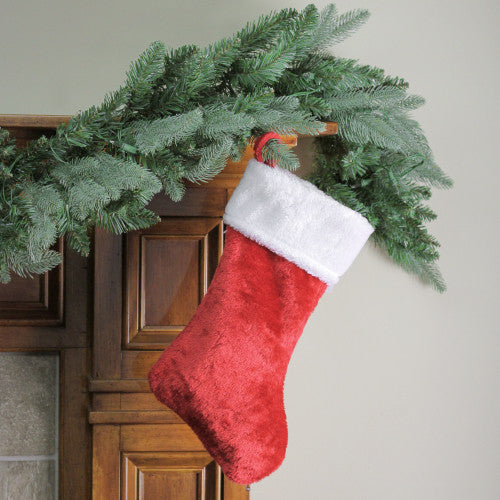 17.5" Traditional Red with White Trim Hanging Christmas Stocking