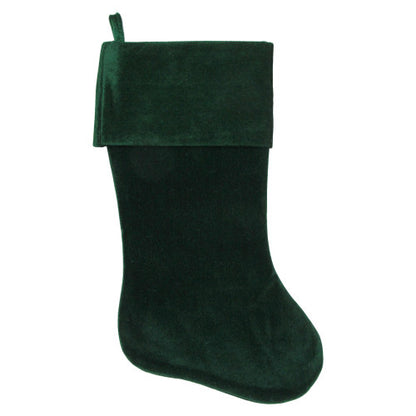 Traditional Velvet Hanging Christmas Stocking - 19" - Green