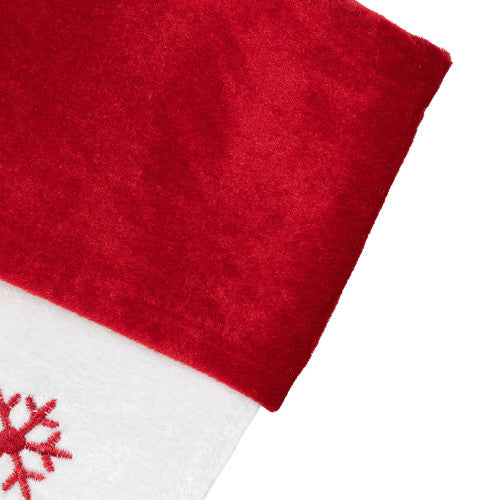 19" Red and White Velvet Embroidered Snowflake Christmas Stocking