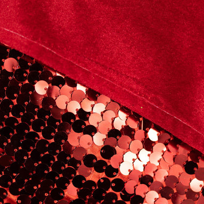 19" Shiny Metallic Red Sequined Christmas Stocking with Velveteen Cuff
