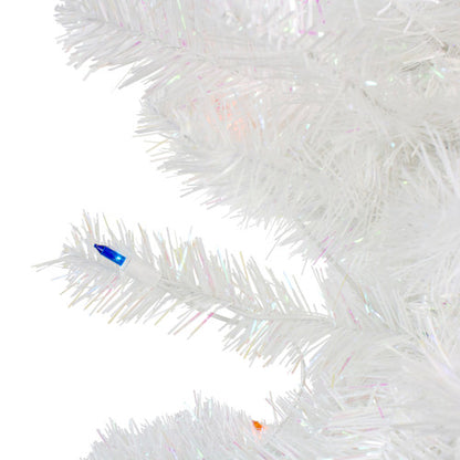 4' Pre-Lit White Pine Slim Artificial Christmas Tree - Multi Lights