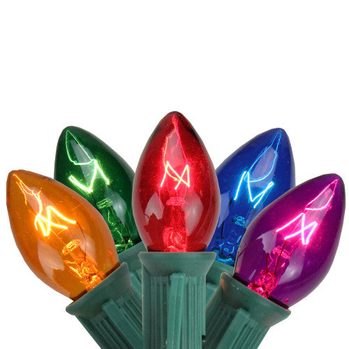 25-Count Multi-Color C7 Christmas Light Set, 24ft Green Wire
