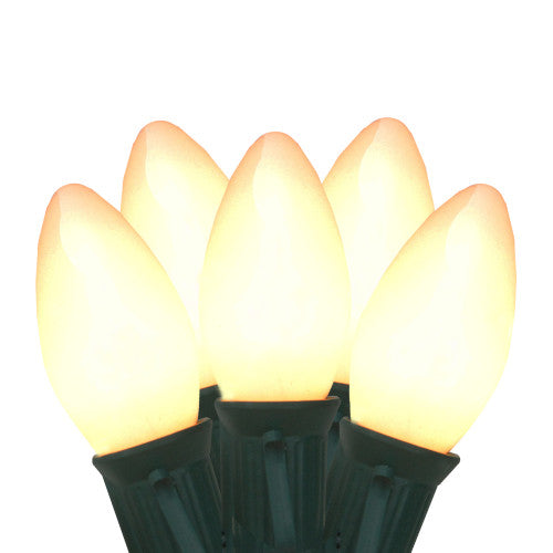 25-Count Clear and White Opaque C9 Christmas Light Set, 24ft Green Wire