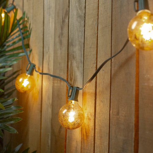 10-Count Clear Mercury Glass G50 Globe Christmas Light Set, 9ft Green Wire