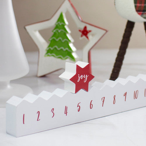 Christmas "Joy" Countdown Advent Calendar - 24" - Red and White