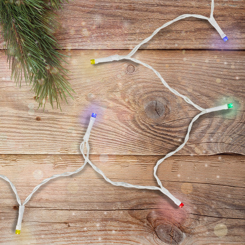 10 B/O Multi LED Wide Angle Christmas Lights - 3 ft White Wire