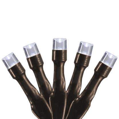 10 B/O Pure White LED Wide Angle Christmas Lights - 3 ft Brown Wire