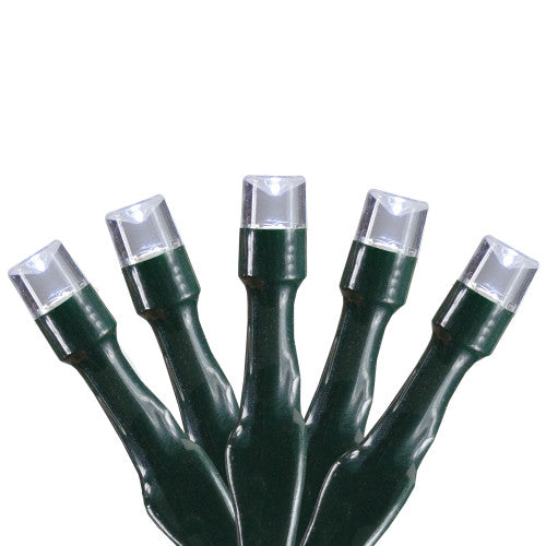 10 B/O Pure White LED Wide Angle Christmas Lights - 3 ft Green Wire
