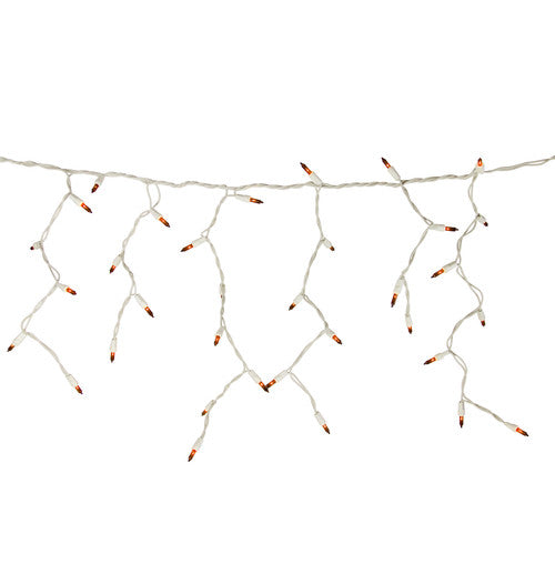 100 Count Orange Mini Icicle Christmas Lights - 3.5 ft White Wire