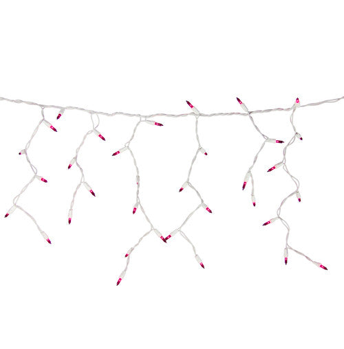 100 Count Pink Mini Icicle Christmas Lights - 3.5 ft White Wire