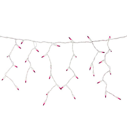 100 Count Pink Mini Icicle Christmas Lights - 3.5 ft White Wire