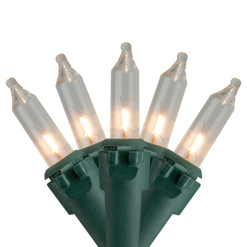 10-Count Clear Mini Christmas Light Set - 3' Green Wire
