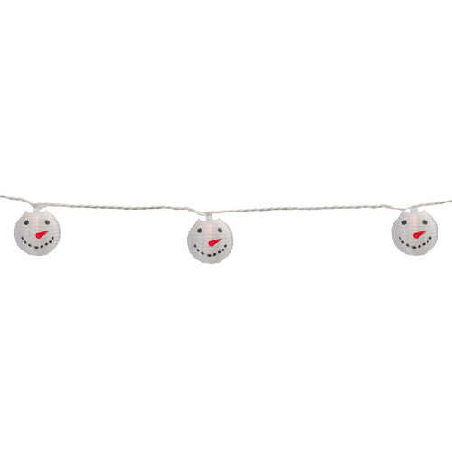 10-Count White Snowman Paper Lantern Christmas Lights, 8.5ft White Wire