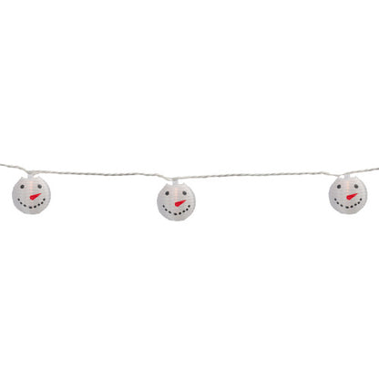 10-Count White Snowman Paper Lantern Christmas Lights, 8.5ft White Wire