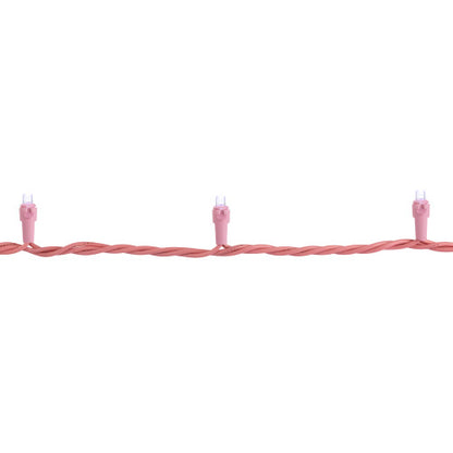 100-Count Pure White LED Wide Angle Christmas Lights, 33ft Pink Wire