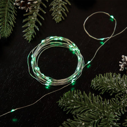 100ct Green LED Micro Fairy Lights, 16ft Copper Wire