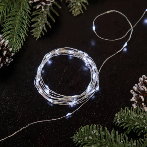20-Count Pure White LED Micro Fairy Christmas Lights - 6ft, Copper Wire