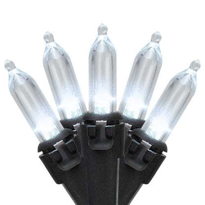 100-Count Pure White LED Mini Christmas Lights, 33 ft, Black Wire