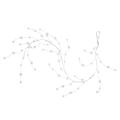 10-Count B/O Warm White LED Pom Pom Garland Christmas Lights - 3' Clear Wire