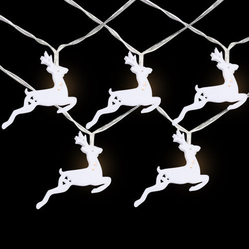 10-ct LED Warm White Reindeer Christmas Lights - 3' Clear Wire