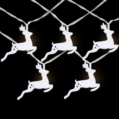 10-ct LED Warm White Reindeer Christmas Lights - 3' Clear Wire