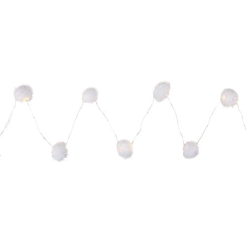 15 B/O LED Warm White Tinsel Pop Ball Christmas Lights - 4.5' Clear Wire