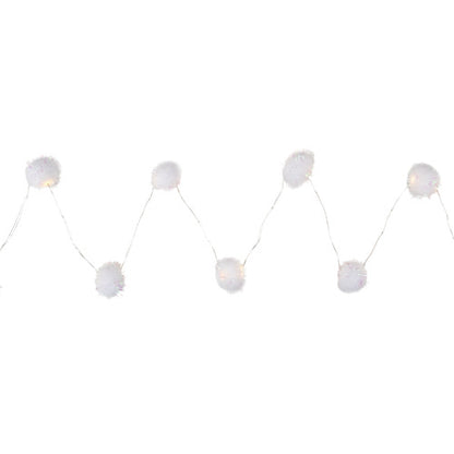 15 B/O LED Warm White Tinsel Pop Ball Christmas Lights - 4.5' Clear Wire