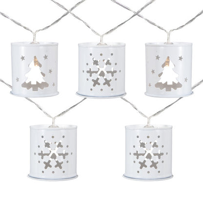 10 B/O LED Warm White Metal Lantern Christmas Lights - 6.25' Clear Wire