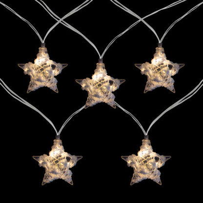 10 B/O LED Warm White Clear Star and Yarn Christmas Lights - 4.5' Clear Wire