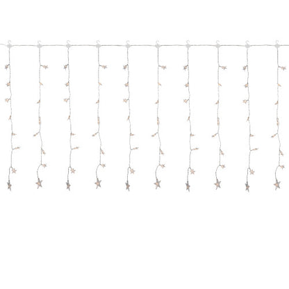 120 LED Warm White Curtain Christmas Lights - 7.5' Clear Wire
