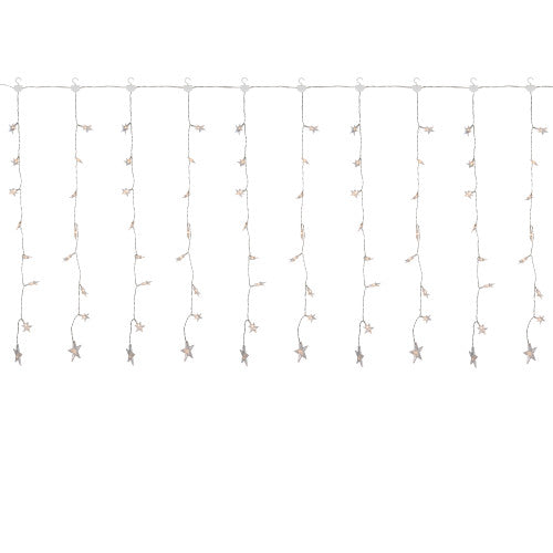 120 LED Warm White Curtain Christmas Lights - 7.5' Clear Wire