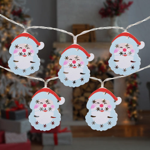 10-Count LED Santa Claus Christmas Fairy Lights, 4ft, Copper Wire