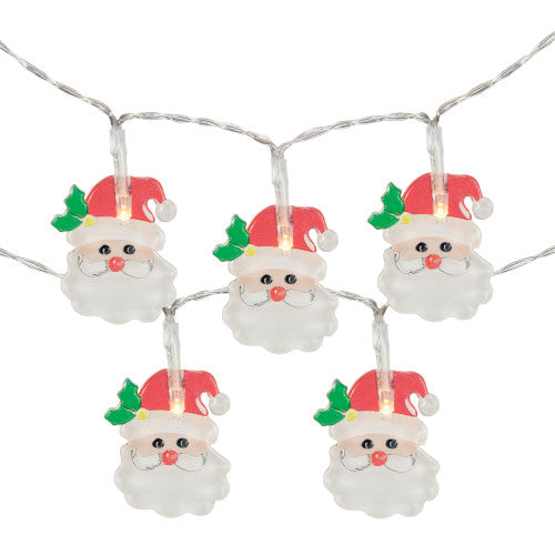 10-Count LED Santa Claus Micro Christmas Light Set 4.5ft, Clear Wire