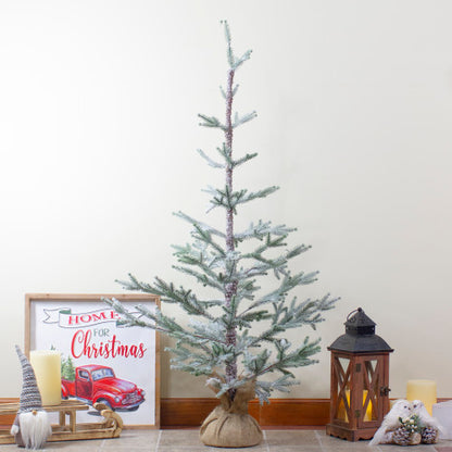 4' Snow Covered Frosted Pine Artificial Christmas Tree with Jute Base – Unlit