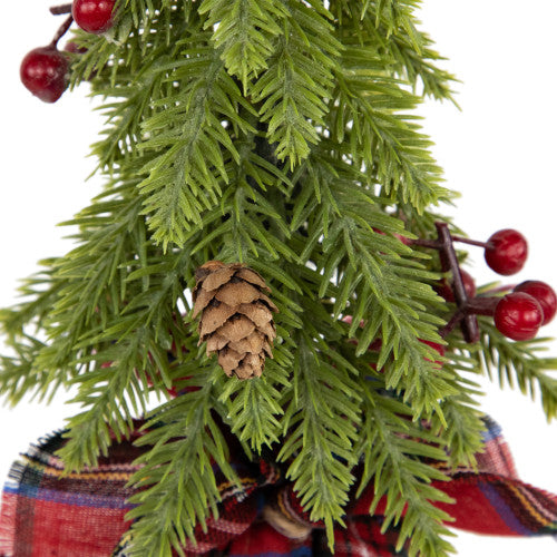 Mini Downswept Pine Artificial Christmas Trees with Pine Cones - 9" - Set of 3