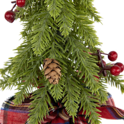 Mini Downswept Pine Artificial Christmas Trees with Pine Cones - 9" - Set of 3