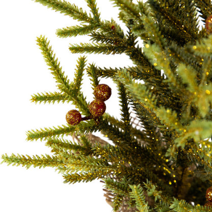 Mini Pine with Berries Artificial Christmas Tree in Burlap Base - 12" - Unlit