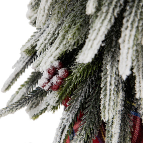 Mini Flocked Downswept Pine with Berries Artificial Christmas Tree - Unlit - 14"
