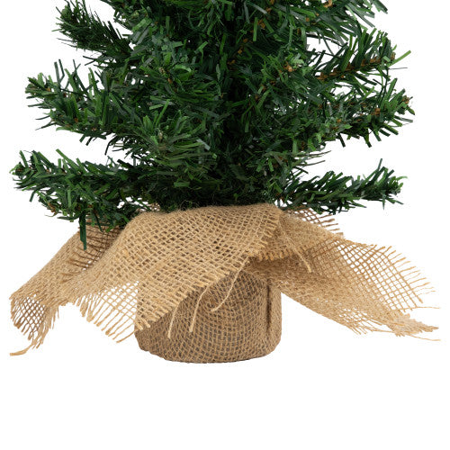 18" Two-Tone Mixed Green Pine Artificial Christmas Tree with Burlap Base, Unlit