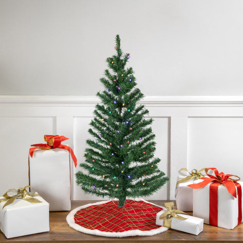 3' Pre-Lit Medium Mixed Classic Pine Artificial Christmas Tree, Multicolor LED Lights