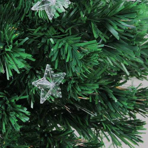 4' Pre-Lit Potted Fiber Optic Artificial Christmas Tree with Stars - Multicolor Lights