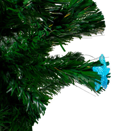 4' Pre-lit Potted Medium Pine Color Changing Star Artificial Christmas Tree - Multi-Color Fiber Optic LED Lights