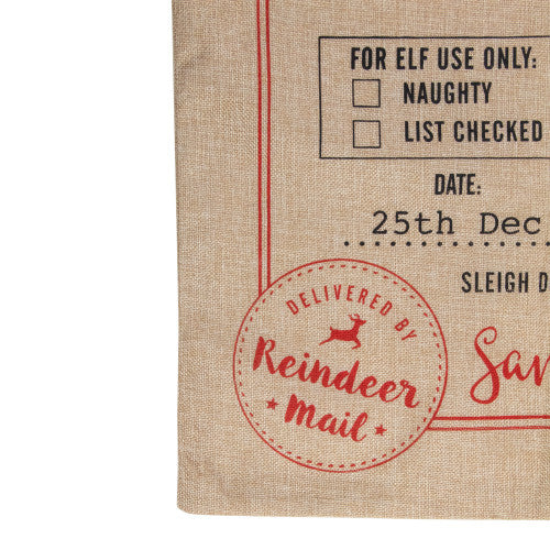 Large "Christmas Delivery" Tied Gift Bag - 27.75" - Beige and Red