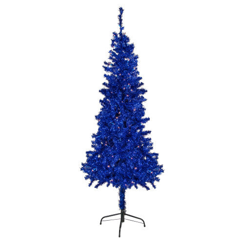 6' Pre-Lit Blue Artificial Tinsel Christmas Tree, Clear Lights