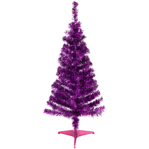 4' Purple Artificial Tinsel Christmas Tree, Unlit