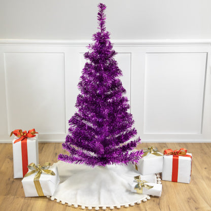 4' Purple Artificial Tinsel Christmas Tree, Unlit