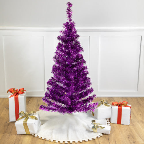 4' Purple Artificial Tinsel Christmas Tree, Unlit