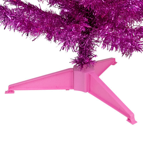 4' Pre-Lit Pink Artificial Tinsel Christmas Tree, Clear Lights