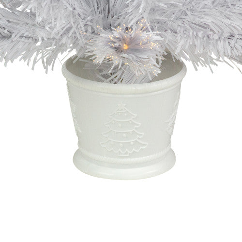 3' Pre-Lit White Fiber Optic Artificial Christmas Tree, Warm White Lights